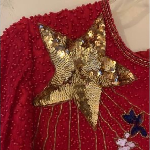 Vintage Patriotic Evening Blouse Sz Large - Picture 5 of 6